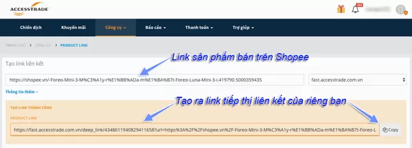 làm affiliate marketing với accesstrade