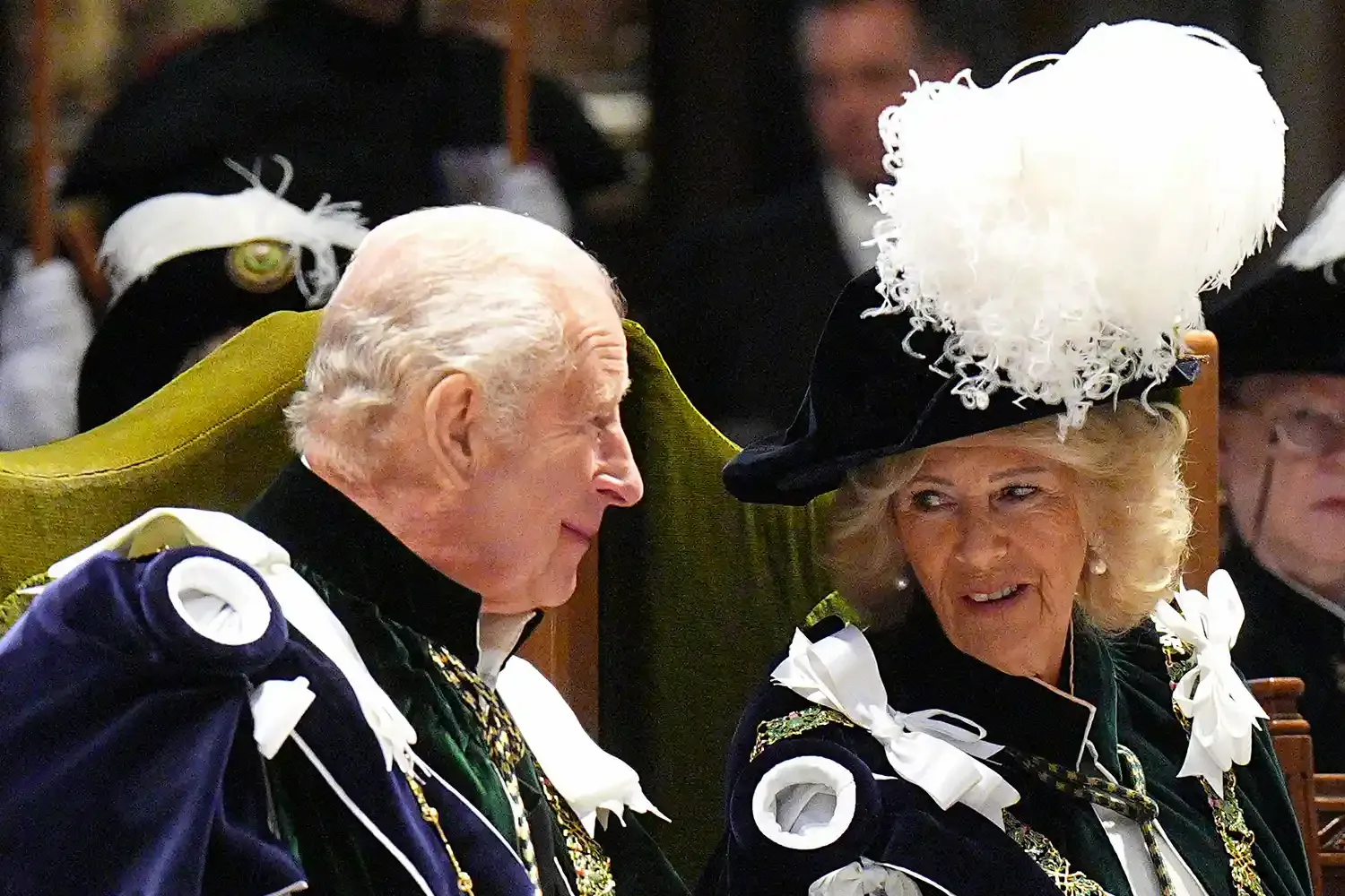 Queen Camilla and King Charles III attend the Thistle Service at St Giles' Cathedral 